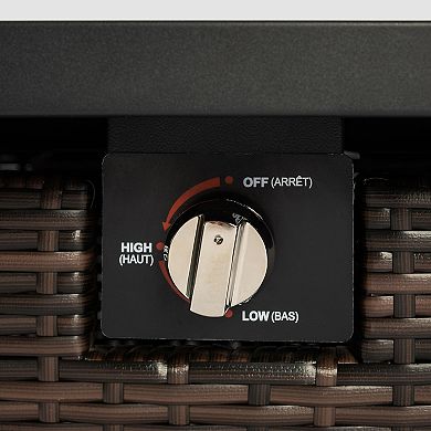 28" Propane Gas Fire Pit Table, 50000 BTU Square Steel Fire Pit with Wicker Base