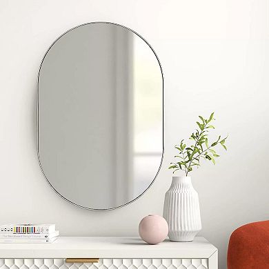 ELEMENT ACE Elegant Oval Wall Mirror with Brushed Metal Frame