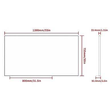 ELEMENT ACE Oversized Modern Rectangle Wall Mirror with Aluminum Frame for Bathroom & Living Room