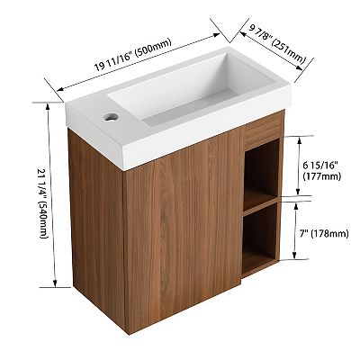 ELEMENT ACE Wall-Mounted Floating Bathroom Vanity with Integrated Sink & Soft-Close Door