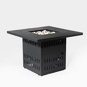 34" Propane Gas Fire Pit Table, 50000 BTU Rectangular Steel Fire Pit