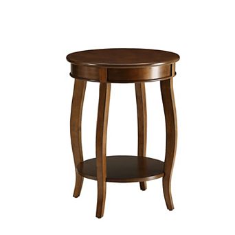 GOODSILO Teal Finish Accent Table with Round Legs and Bottom Storage Shelf