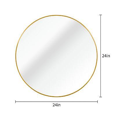 ELEMENT ACE 24 Inch Round Metal Wall Mirror with Shatterproof Design