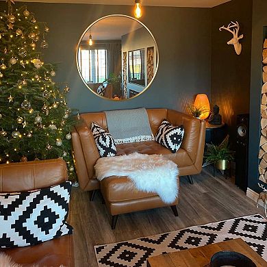 ELEMENT ACE 24 Inch Round Metal Wall Mirror with Shatterproof Design