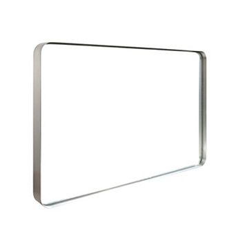 ELEMENT ACE 36x30 Inch Glossy Brushed Silver Rounded Corner Rectangle Wall Mirror with Metal Frame