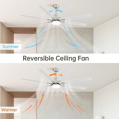 ELEMENT ACE 66 Inch Modern Ceiling Fan with Dimmable LED Light and Remote Control for Home Office
