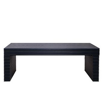 GOODSILO Modern Ribbed Rectangular Low Profile Coffee Table for Contemporary Living Room