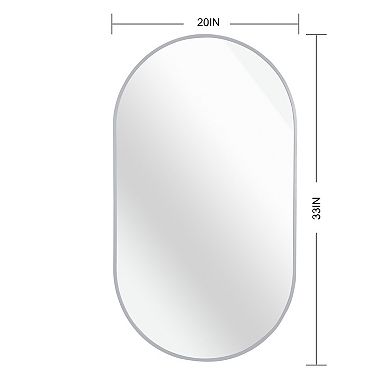 ELEMENT ACE Elegant Oval Wall Mirror with Brushed Aluminum Frame for Modern Home Decor