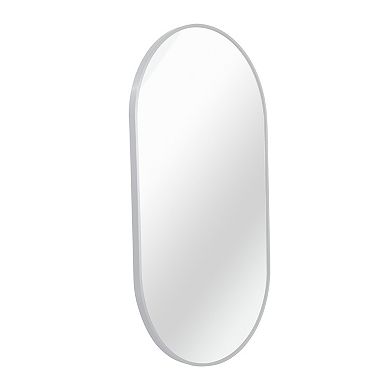 ELEMENT ACE Elegant Oval Wall Mirror with Brushed Aluminum Frame for Modern Home Decor