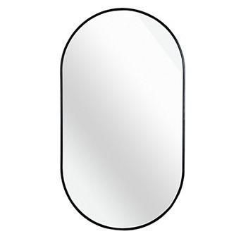 ELEMENT ACE Elegant Oval Wall Mirror with Brushed Aluminum Frame for Modern Home Decor