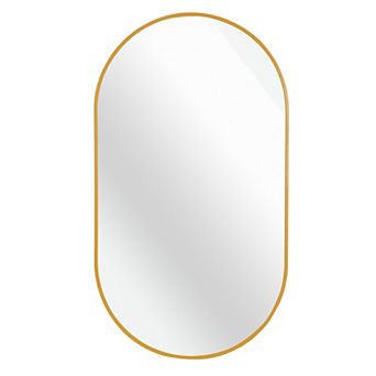 ELEMENT ACE Elegant Oval Wall Mirror with Brushed Aluminum Frame for Modern Home Decor