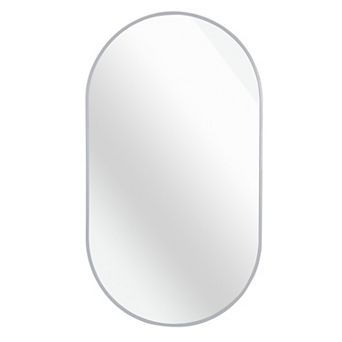 ELEMENT ACE Elegant Oval Wall Mirror with Brushed Aluminum Frame for Modern Home Decor