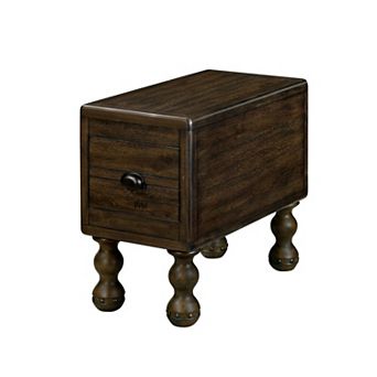 GOODSILO Solid Wood Narrow End Table with Drawer, Vintage Rectangle Side Table for Small Spaces