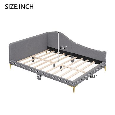 GOODSILO Full Size Upholstered Daybed with Headboard and Armrest Support