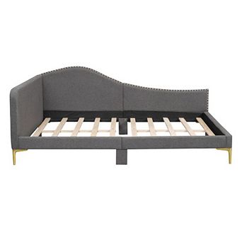 GOODSILO Full Size Upholstered Daybed with Headboard and Armrest Support