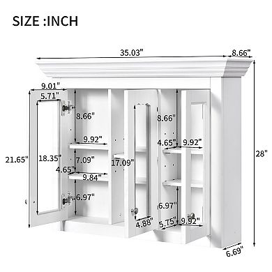 ELEMENT ACE Wall Mounted Bathroom Cabinet with Mirror & Adjustable Shelves for Storage