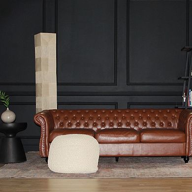 GOODSILO Semi-Rounded Cable Knit Cotton Pouf Footrest Ottoman For Living Spaces