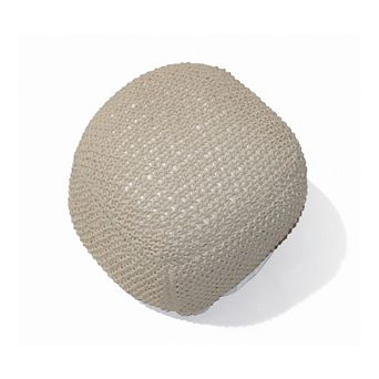 GOODSILO Semi-Rounded Cable Knit Cotton Pouf Footrest Ottoman For Living Spaces