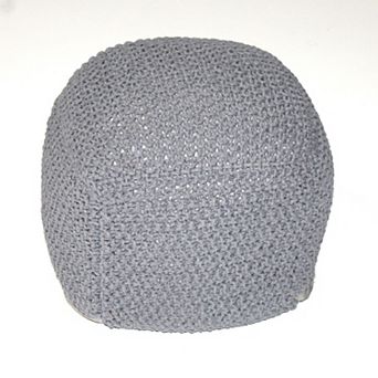 GOODSILO Semi-Rounded Cable Knit Cotton Pouf Footrest Ottoman For Living Spaces