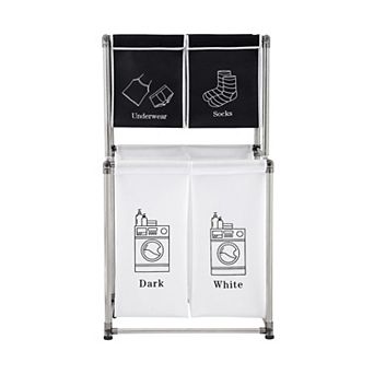 ELEMENT ACE 2 tier Laundry Sorting Hamper with Removable Canvas Bags for Organized Clothing Storage