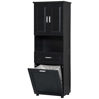 ELEMENT ACE Tall Bathroom Storage Cabinet with Integrated Laundry Hamper and Adjustable Shelves