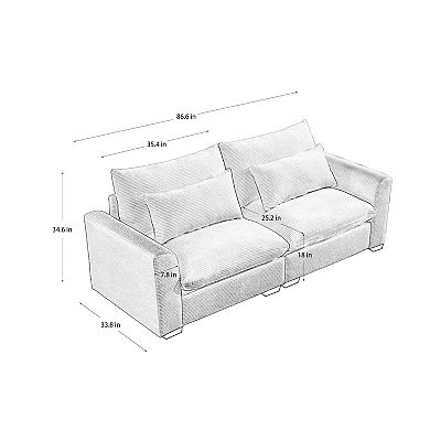2 Seater Corduroy Fabric Sofa with Armrests