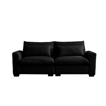 2 Seater Corduroy Fabric Sofa with Armrests
