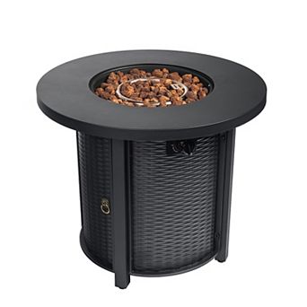 30" Propane Gas Fire Pit Table, 50000 BTU Round Steel Fire Pit