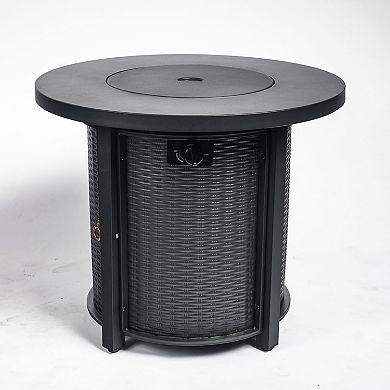 30" Propane Gas Fire Pit Table, 50000 BTU Round Steel Fire Pit