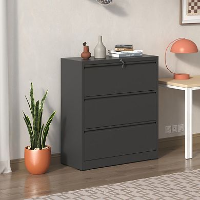 GOODSILO Heavy-Duty 3-Drawer Lateral File Cabinet with Security Lock and Anti-Tilt Safety Features