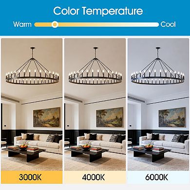 ELEMENT ACE Extra Large 36-Light Farmhouse Wagon Wheel Style Chandelier Light Fixture