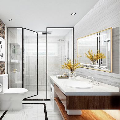 ELEMENT ACE 40x30 Inch Beveled Edge LED Bathroom Mirror with Anti-Fog and Dimmable Lighting