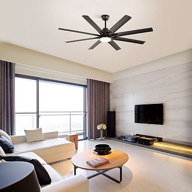 ELEMENT ACE 66-Inch Ceiling Fan with Dimmable LED Light, Smart Remote, Reversible DC Motor