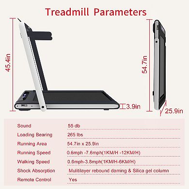 ELEMENT ACE 2-in-1 Under Desk Treadmill with Remote Control for Home and Office Use