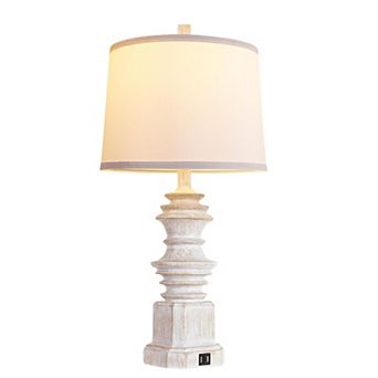 ELEMENT ACE Set of 2 Farmhouse Style USB Charging Table Lamps with Three Color Temperature Modes