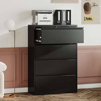 GOODSILO Tall Heavy-Duty Four Drawer Lateral File Cabinet with Locking Mechanism