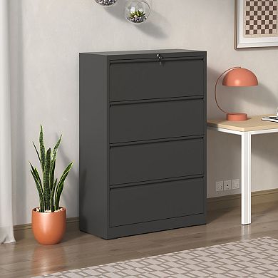 GOODSILO Tall Heavy-Duty Four Drawer Lateral File Cabinet with Locking Mechanism