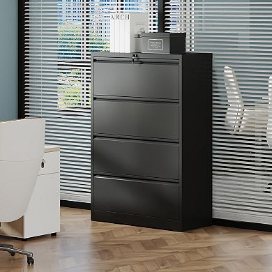 GOODSILO Tall Heavy-Duty Four Drawer Lateral File Cabinet with Locking Mechanism