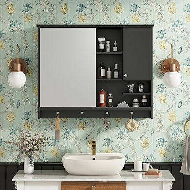 ELEMENT ACE Wall Mounted Medicine Cabinet with Mirror Door and Adjustable Shelves