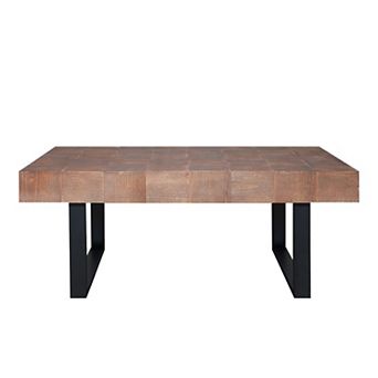 GOODSILO Handcrafted Industrial Solid Wood Coffee Table with Metal Frame for Living Room