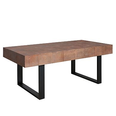 GOODSILO Handcrafted Industrial Solid Wood Coffee Table with Metal Frame for Living Room