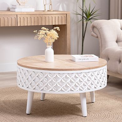 GOODSILO Round Lift-Top Coffee Table with Hidden Storage Compartment for Modern Living Rooms