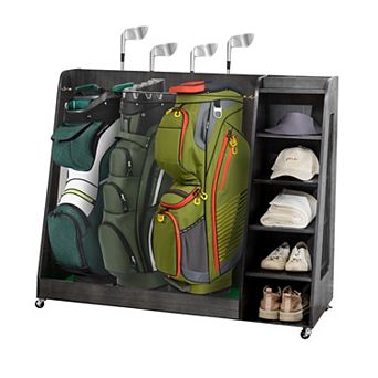 ELEMENT ACE Wooden Golf Equipment Storage Rack for Stand Bags Clubs Shoes Balls