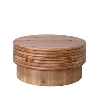 GOODSILO Round Lift-Top Coffee Table with Hidden Storage Compartment in Natural Wood Tone