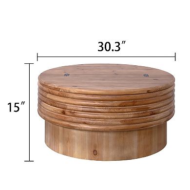 GOODSILO Round Lift-Top Coffee Table with Hidden Storage Compartment in Natural Wood Tone