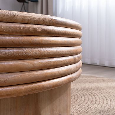 GOODSILO Round Lift-Top Coffee Table with Hidden Storage Compartment in Natural Wood Tone