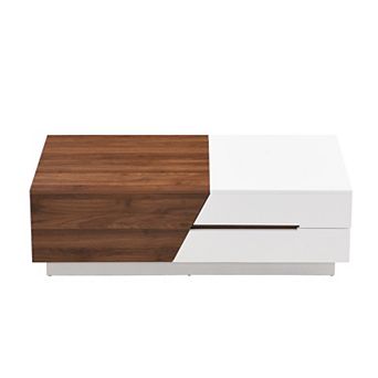 GOODSILO Contemporary Extendable Sliding Top Storage Coffee Table with Dual-Tone Finish