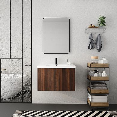 ELEMENT ACE Modern Floating Bathroom Vanity with Resin Sink for Contemporary Powder Rooms