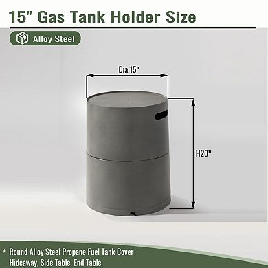Steel Propane Tank Cover Round Tank Holder Hide-away Side Table