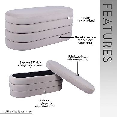 GOODSILO Velvet Storage Ottoman Bench